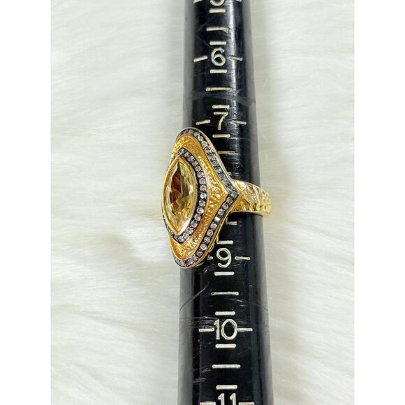 Yellow/White Cz Statement Ring - Picture 9 of 9